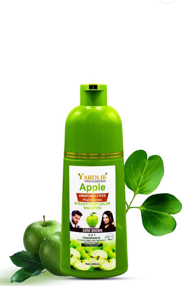 Yardlie Apple Hair Color Shampoo – 2-in-1 Color & Cleanse Formula (400ml Black)