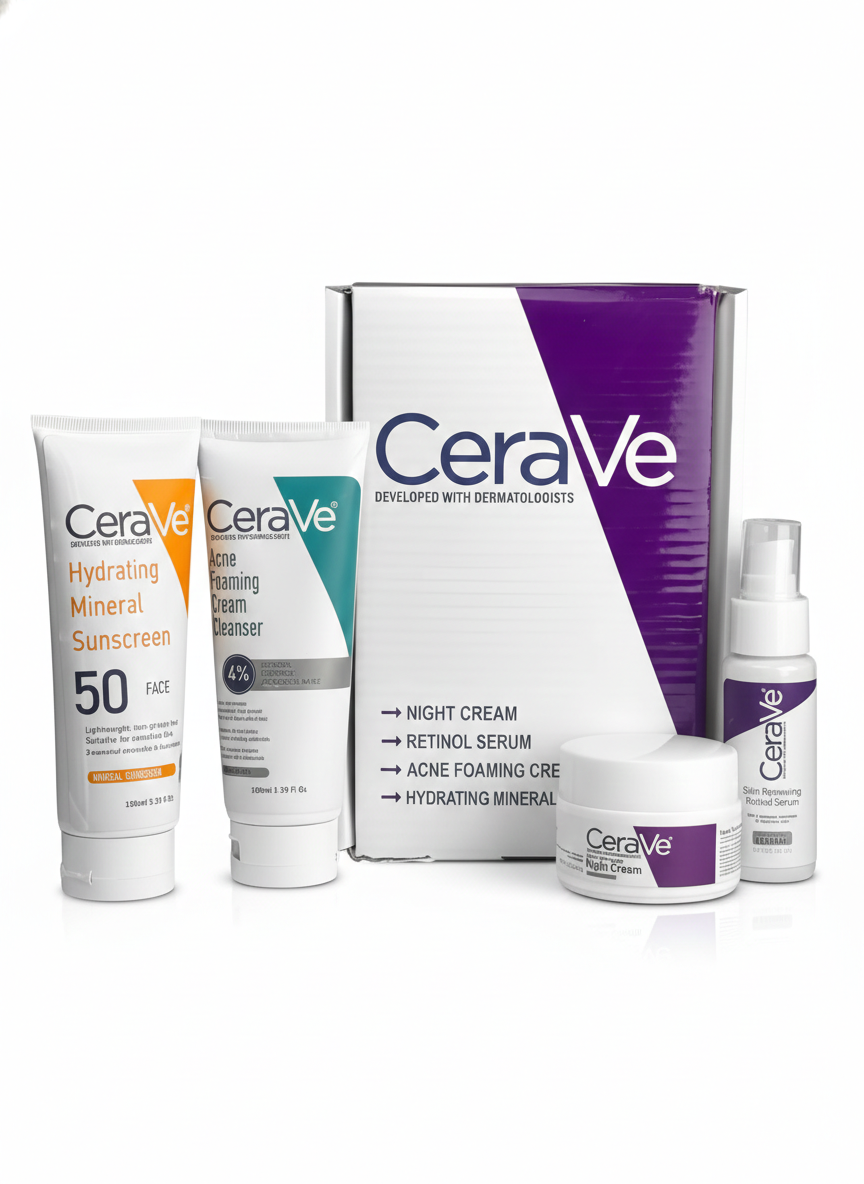 CeraVe 4 in 1 Skincare Bundle Complete Daily Routine for Healthy Radiant Skin