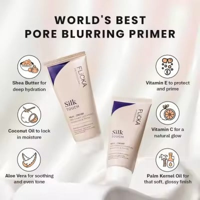 FLiCKA Silk Touch 3‑in‑1 Moisturizer & Primer | Hydrating, Lightweight, Long‑Lasting | Pore Minimizer | 120ml
