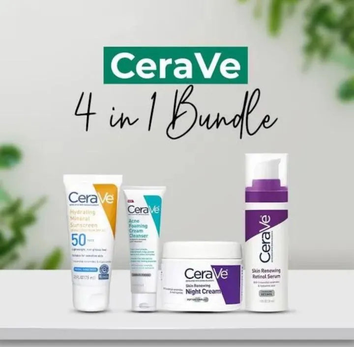 CeraVe 4 in 1 Skincare Bundle Complete Daily Routine for Healthy Radiant Skin