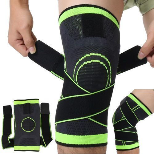 Knee Supporter Adjustable Pressurized Compression Brace Sleeve Nylon Elastic Pad Sports Gear Joint Stabilizer Wrap Fitness Training Jogging Running Gym Exercise Cycling Volleyball Pain Relief Lightweight Durable Ergonomic Unisex Men Women Protection