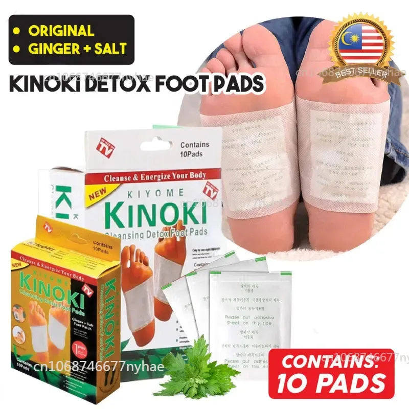 KINOKI 10 PCs Pain-Free Cleansing Pads for Natural Toxin Removal, Stress Relief & Vitality Support