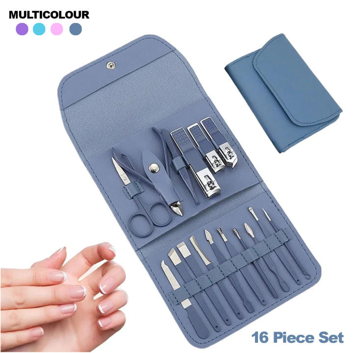 16-in-1 Stainless Steel Nail Care Kit Manicure & Pedicure Tool Set (Random Color)