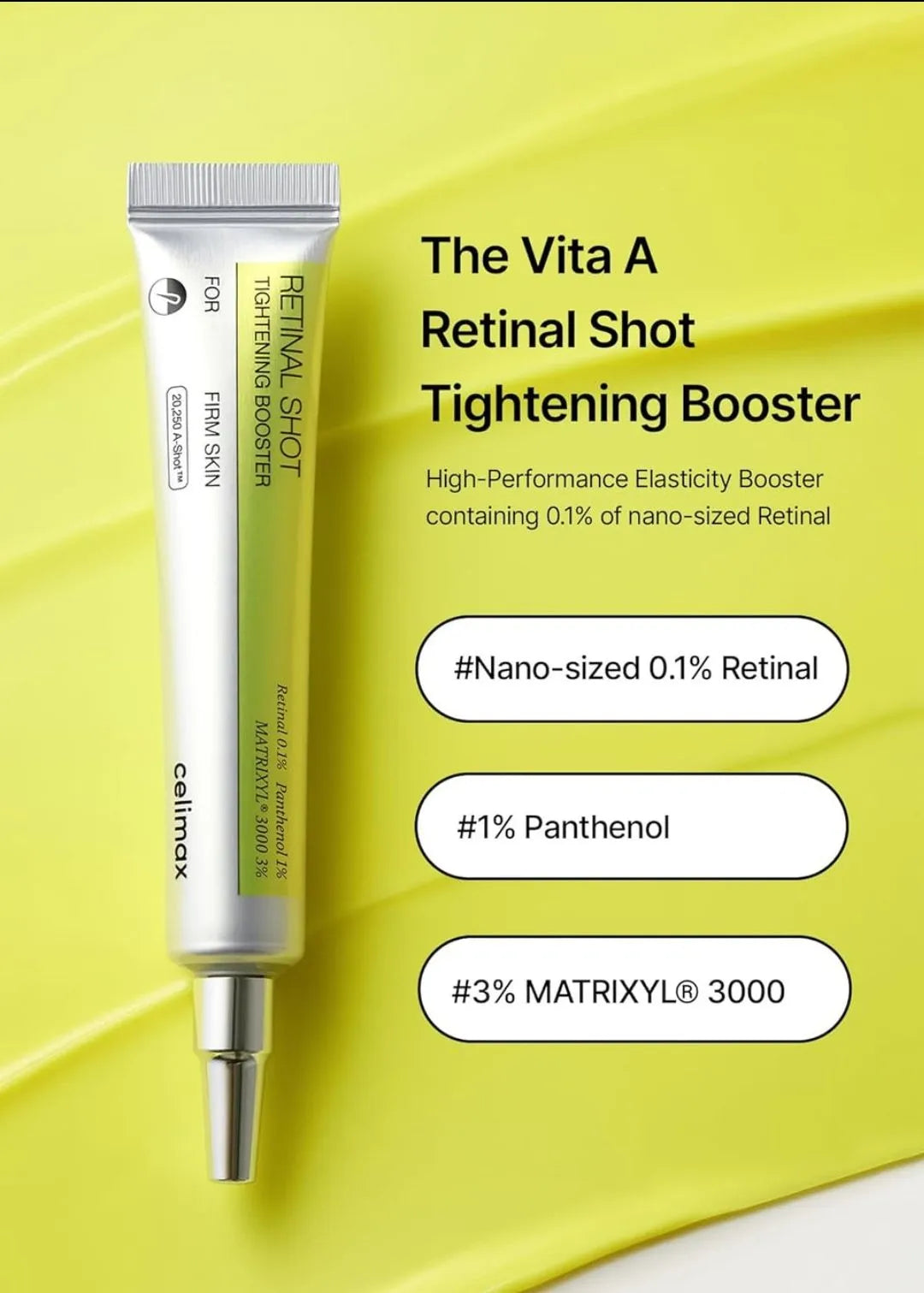 Celimax The Vita A Retinal Shot Tightening Booster – 0.1% Retinal, Matryxyl 3% | Pore Minimizer, Anti-Wrinkle, Firming Booster (15ml) Original made in Korea